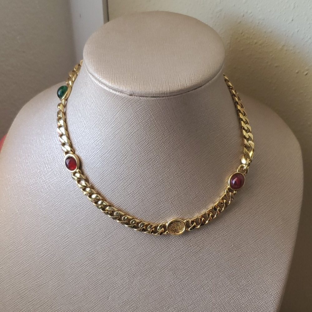 Gold necklace with stones